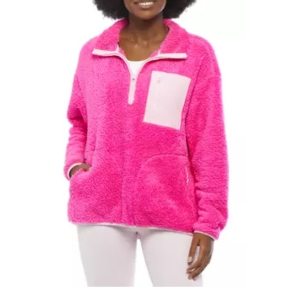 CROWN & IVY | FAUX FUR OVERSIZED QUARTER ZIP WOOBIE PULLOVER - … - Picture 1 of 16